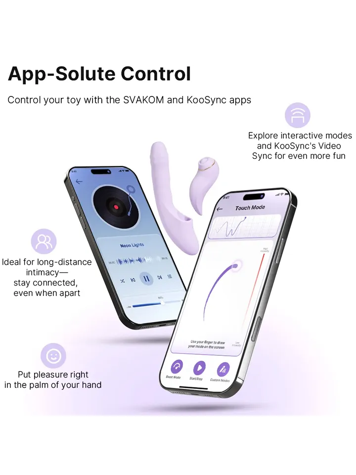 Svakom Duo Glow Thrusting Beaded Vibrator With App - Šildymo triušio vibratorius 7 [full]