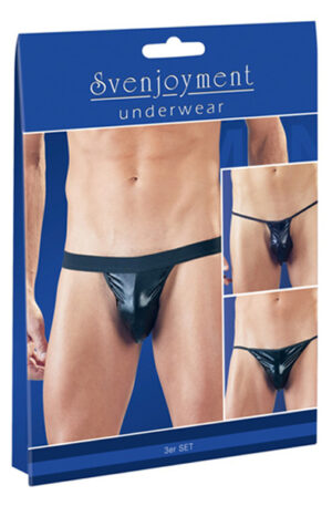 Svenjoyment Wetlook Thong 3 Piece Set - „Jockstraps“ 3 kompiuteriai 1