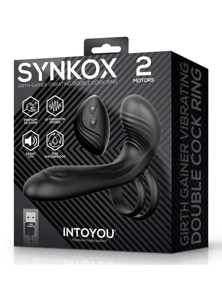 Synkox Girth Gainer Vibrating Double Cockring - Vibruojantis gaidžio žiedas 5 [full]