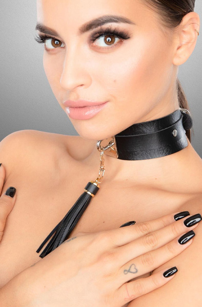 Teasing Tassel Collar Gold/Black - BDSM Dūsintuvas (Chokeris) 2