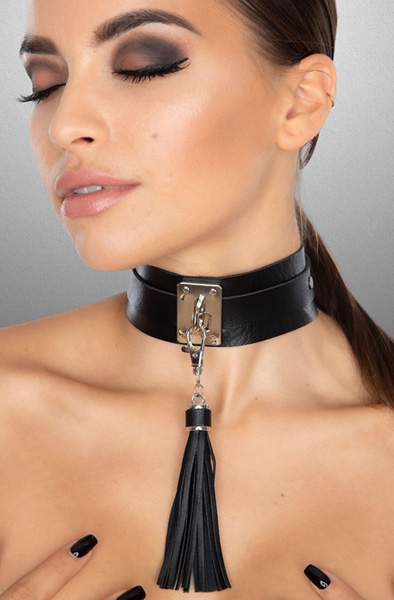 Teasing Tassel Collar Silver/Black - BDSM Dūsintuvas (Chokeris) 4