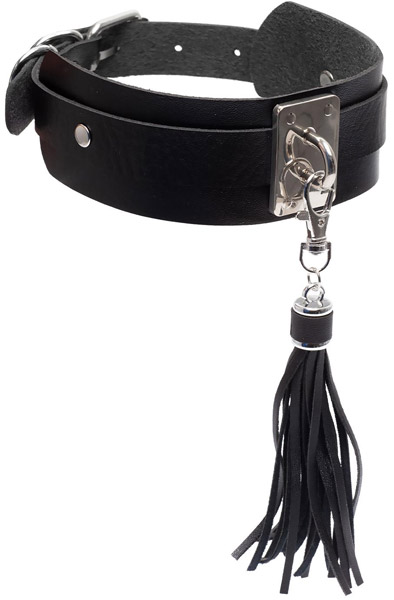 Teasing Tassel Collar Silver/Black - BDSM Dūsintuvas (Chokeris) 5
