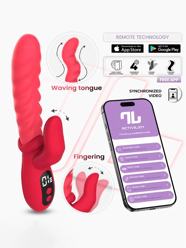 Tingly Vibrator With Finger, Waving & App - APP kontroliuojamas „RabbitVibrator“ 1 [full]