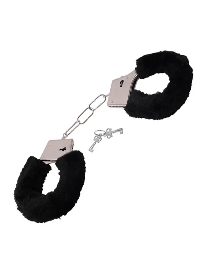 TOYZ4LOVERS Furry Handcuffs Black - Antrankiai su pūkais 1 [full]