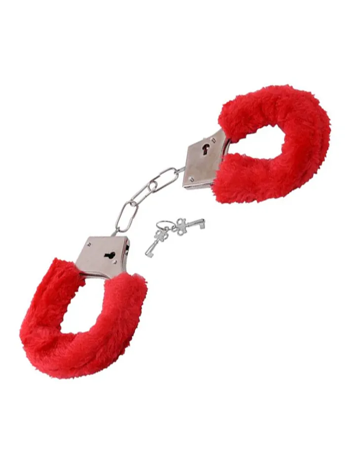 TOYZ4LOVERS Furry Handcuffs Red - Antrankiai su pūkais 1 [full]