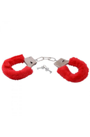 TOYZ4LOVERS Furry Handcuffs Red - Antrankiai su pūkais 1