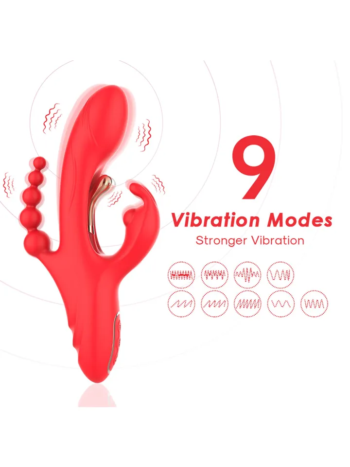 Trident Red Four-Point Vibrator - Triušio vibratorius 2 [full]