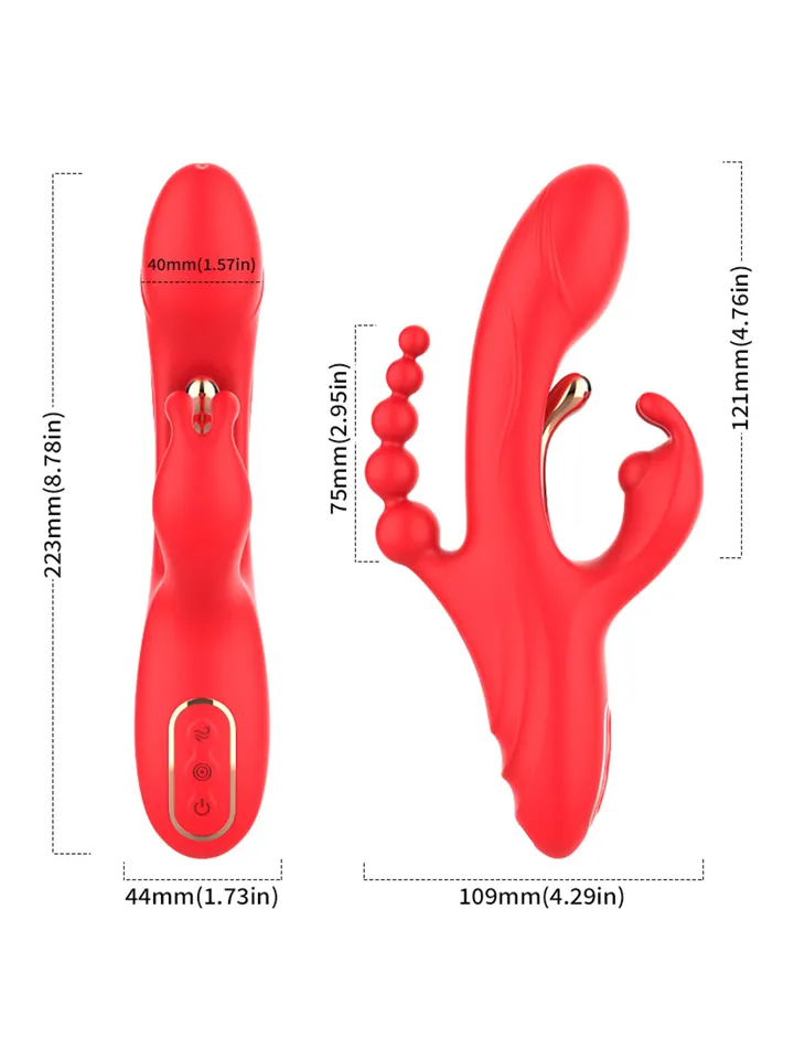 Trident Red Four-Point Vibrator - Triušio vibratorius 5 [full]
