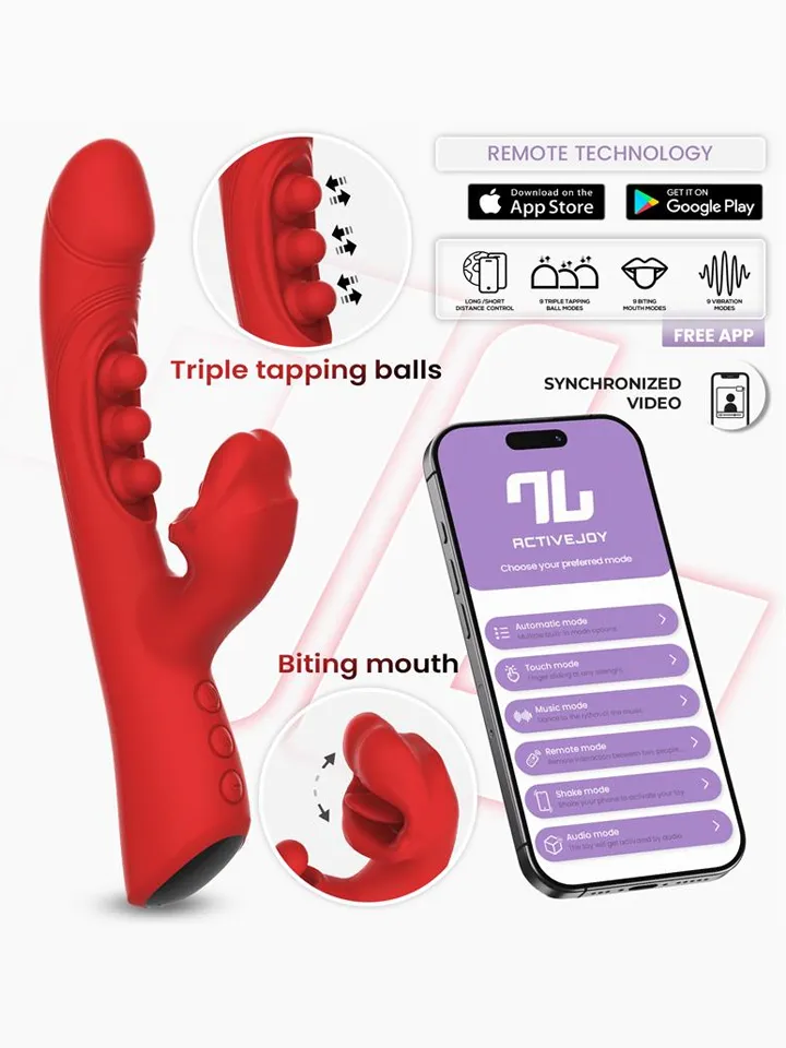 Trixy Vibrator With Tapping, Biting & App - APP kontroliuojamas „RabbitVibrator“ 1 [full]
