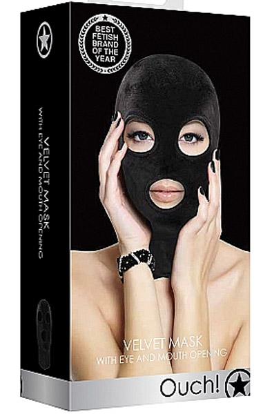 Velvet & Velcro Mask With Eye & Mouth Opening - BDSM kaukė 2