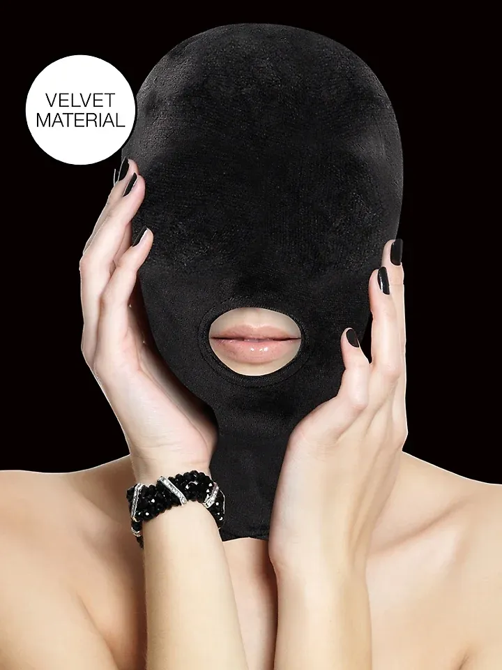 Velvet & Velcro Mask With Mouth Opening - BDSM kaukė 1 [full]