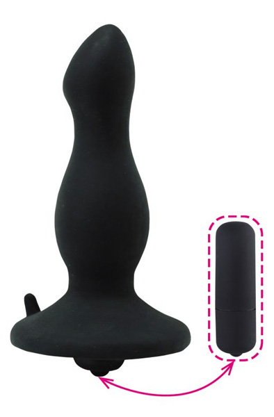 Vibrating Anal Bullet Black 10,5 cm - Vibruojantis analinis kištukas 2