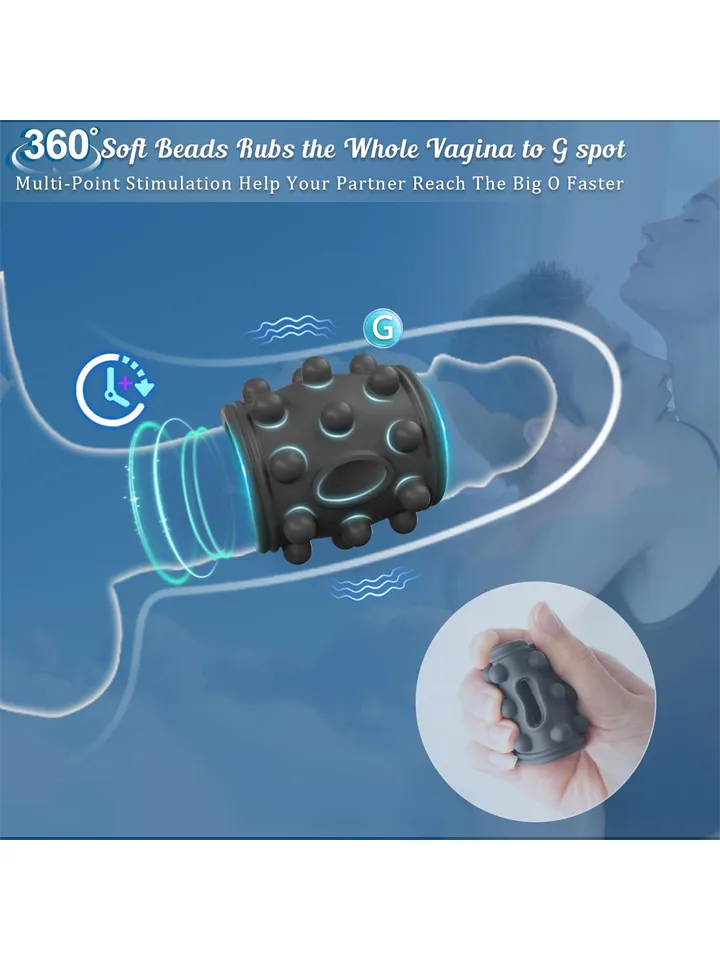 Vibrating Dotted Silicone Cock Sleeve - Vibruojantis varpos plėtra 3 [full]