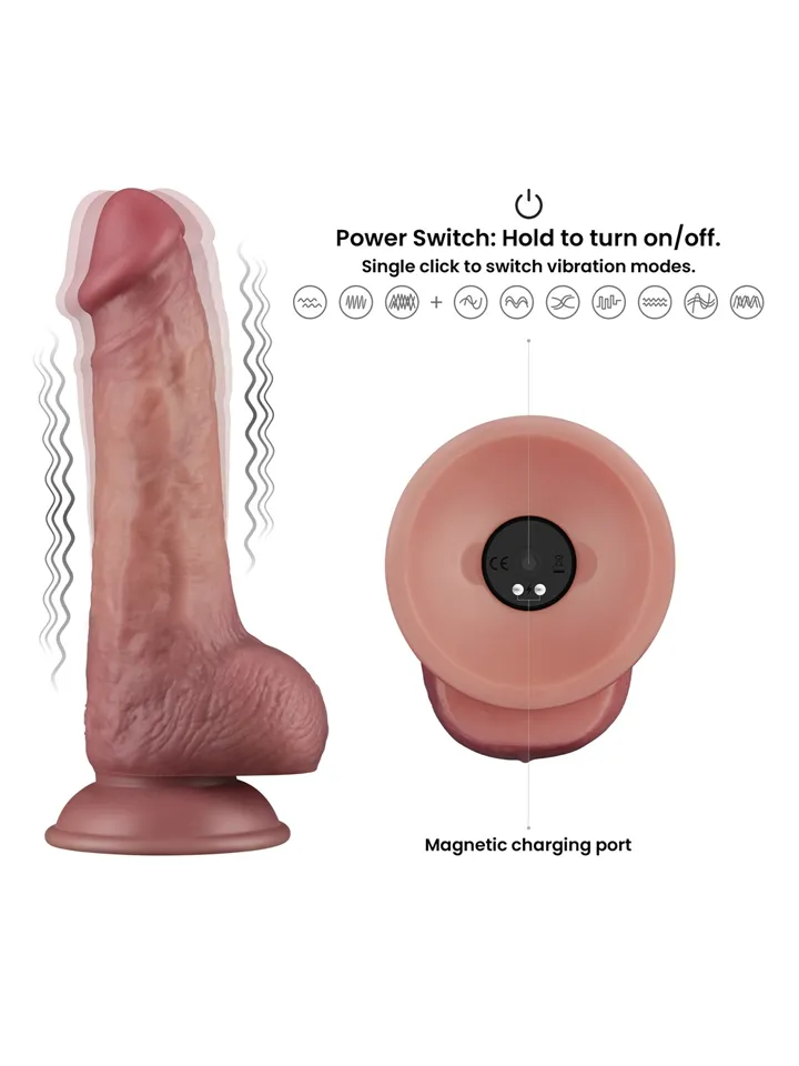 Vibrating Dual Density Power Cock 21,6 cm - Vibruojantis dildo 2 [full]