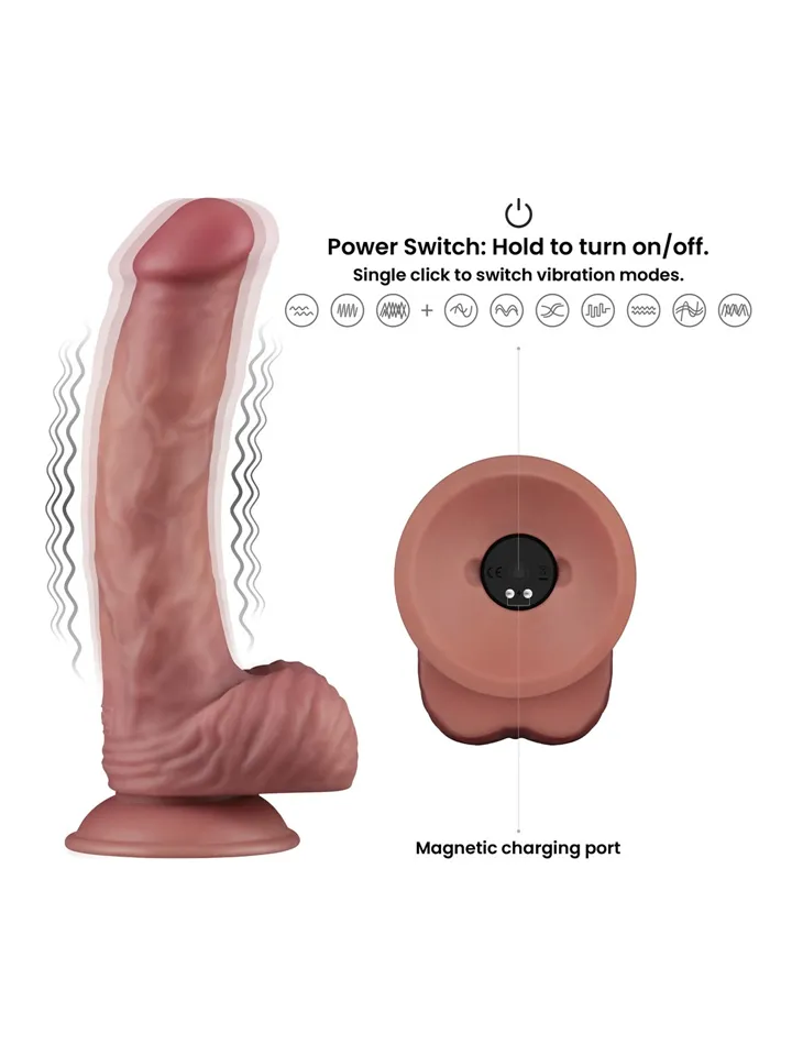 Vibrating Dual Density Power Cock 23 cm - Vibruojantis dildo 2 [full]
