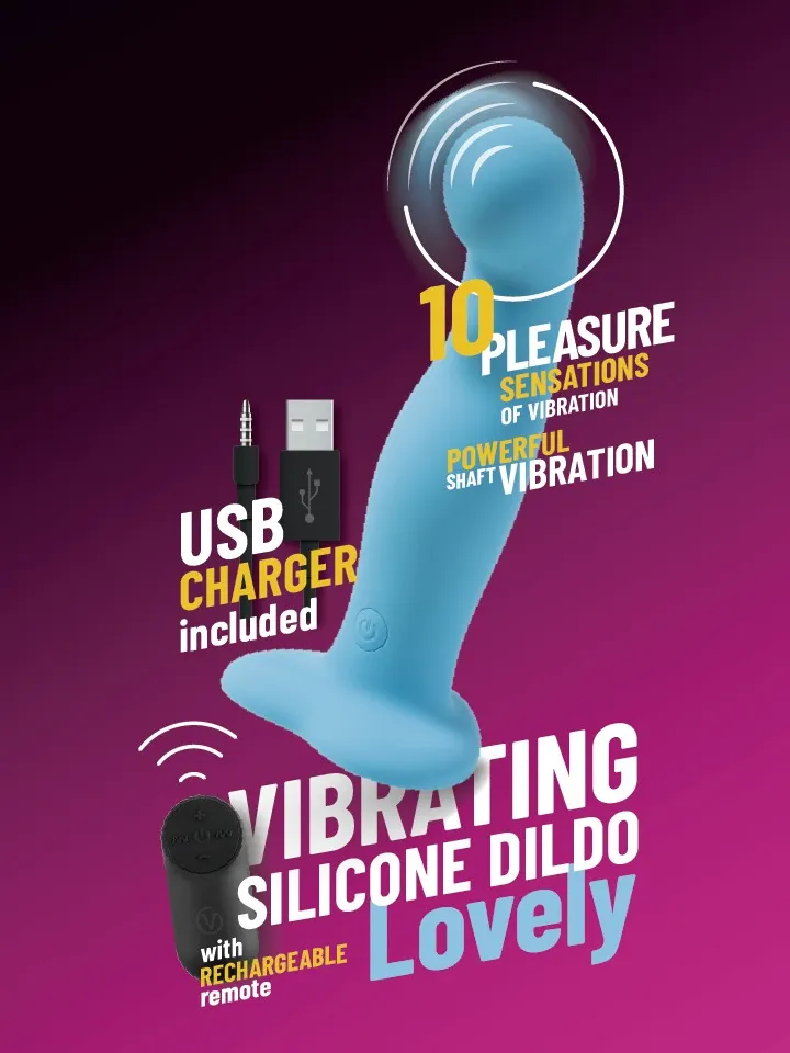 Vibrating Silicone Dildo With Remote Blue 18 cm - Vibruojantis dildo 1 [full]