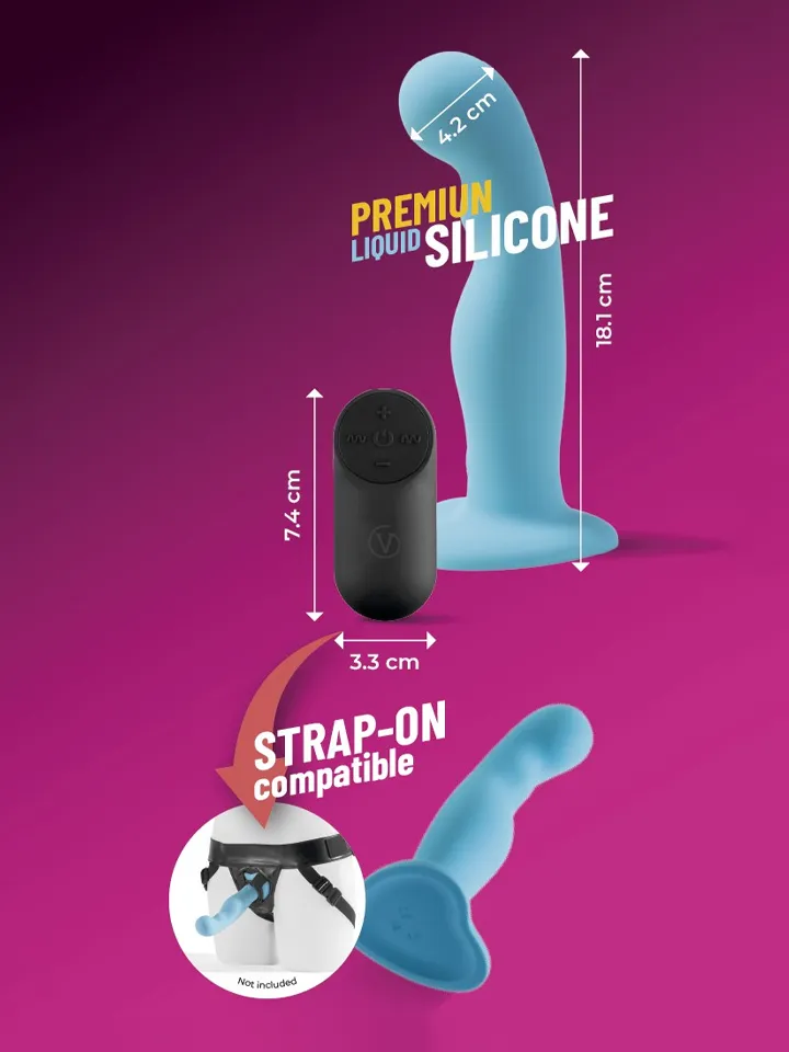 Vibrating Silicone Dildo With Remote Blue 18 cm - Vibruojantis dildo 2 [full]