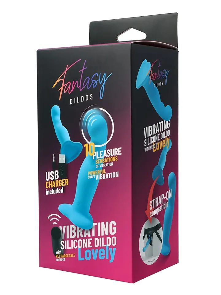 Vibrating Silicone Dildo With Remote Blue 18 cm - Vibruojantis dildo 4 [full]