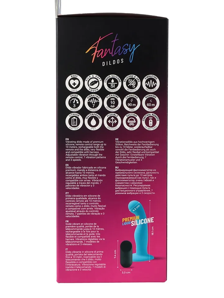 Vibrating Silicone Dildo With Remote Blue 18 cm - Vibruojantis dildo 5 [full]