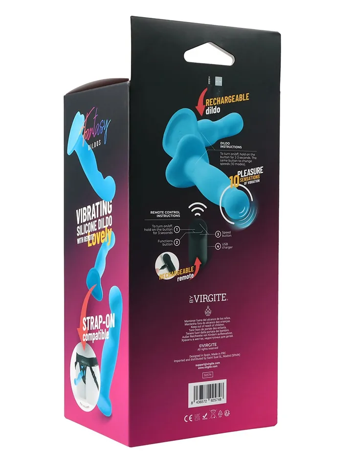 Vibrating Silicone Dildo With Remote Blue 18 cm - Vibruojantis dildo 6 [full]