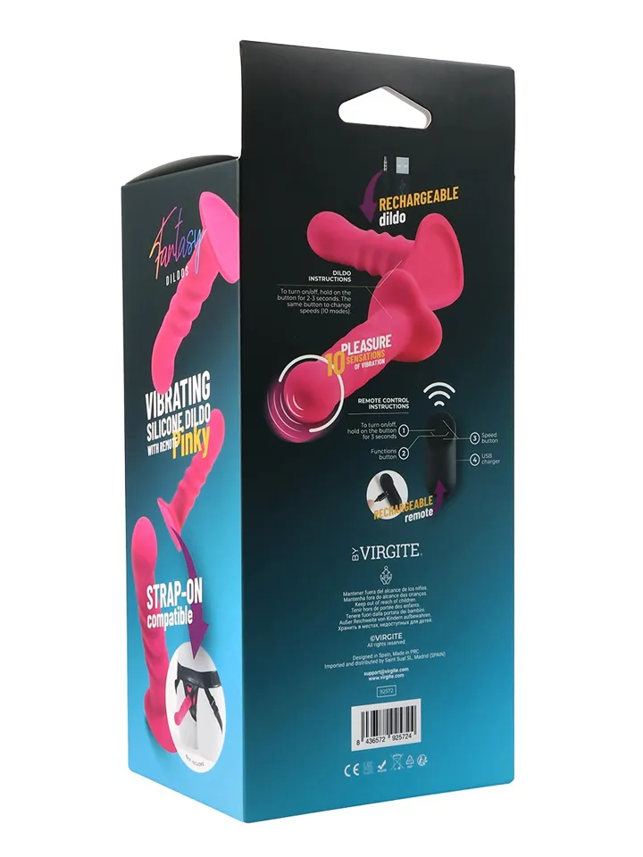 Vibrating Silicone Dildo With Remote Pink 18 cm - Vibruojantis dildo 6 [full]