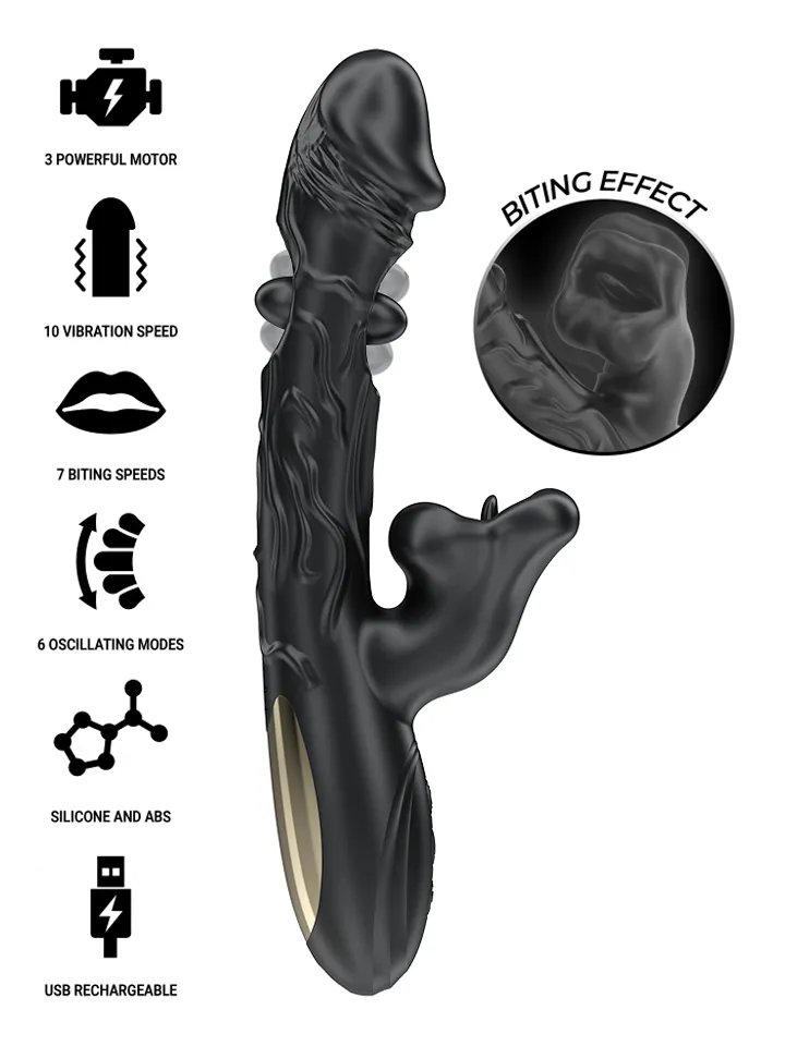 Vibrator & Clitoris Stimulator With Biting & Rotation - Triušio vibratorius su besisukančiu liežuviu 1 [full]