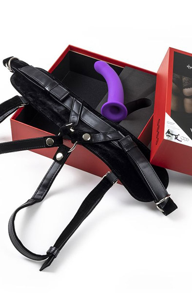Virgite Harness With Purple Dildo Medium - Diržu su diržais 3