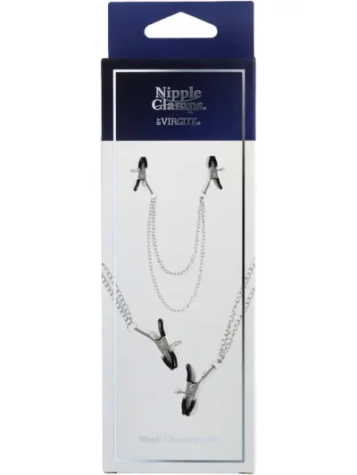 Virgite Nipple Clamps With Double Chain - Krūtinės spaustukai su grandine 3