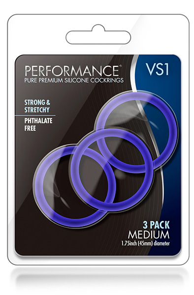 VS1 Cock Rings Medium Indigo - Gaidžio žiedo rinkinys 2