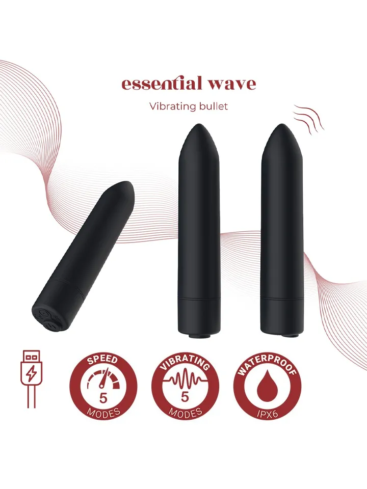 Wave Rechargeable Vibrating Bullet - Kulkos vibratorius 1 [full]