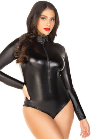 Wet Look Bodysuit With Zipper - „Wetlook“ apranga 1