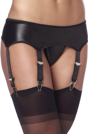 Wetlook Suspenderbelt With G-String And Stockings - Keliaraiščio diržo laikiklis 1