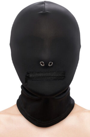 Zippered Mouth Hood Black - BDSM kaukė 1