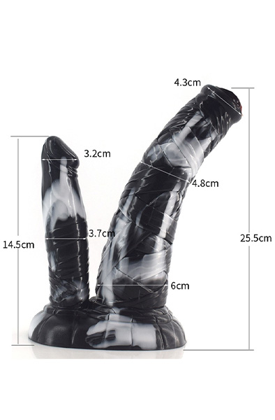Zombidick Dildo Black/White 25,5 cm - Dragon dildo 2